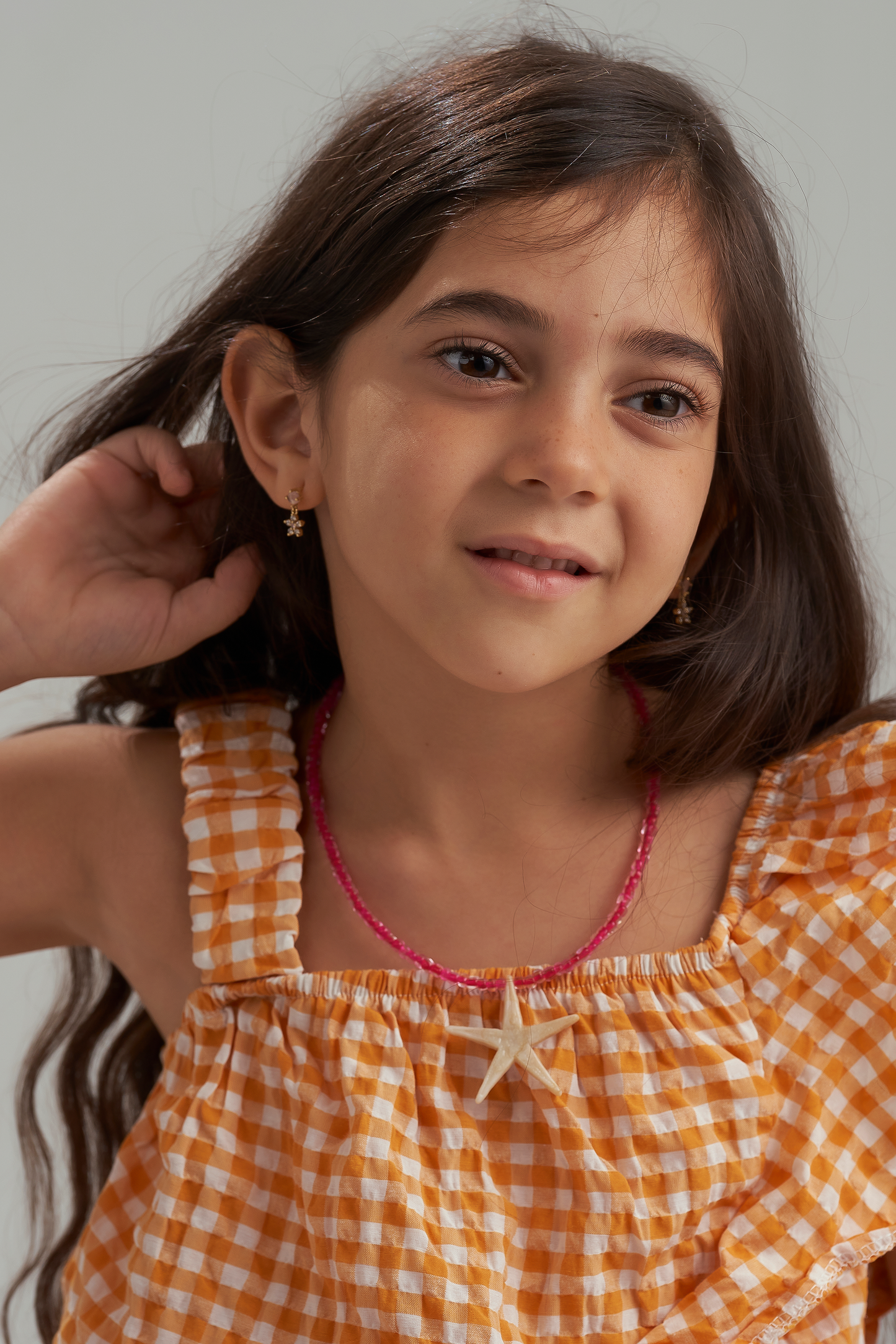 Pink beads starfish kids necklace