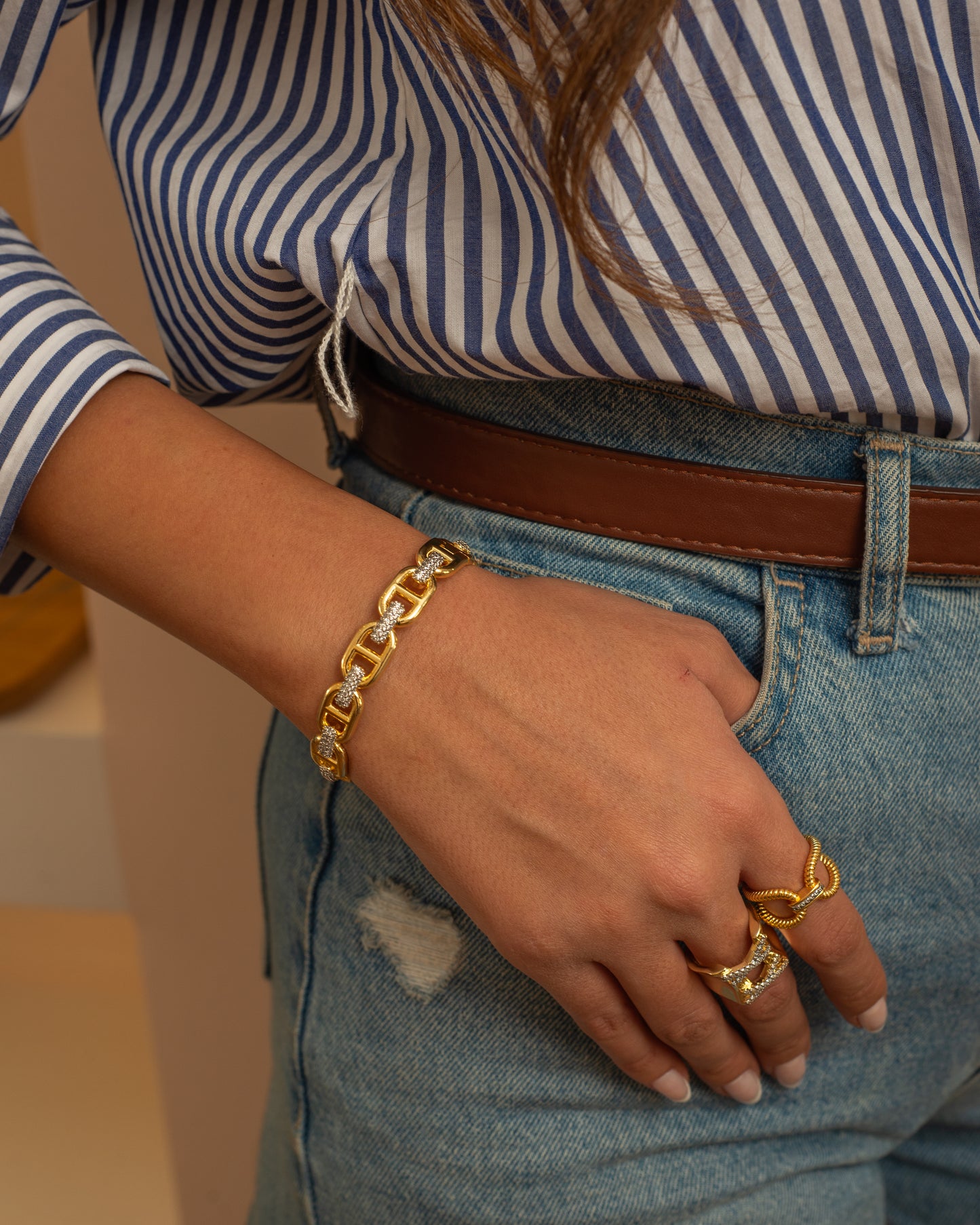 Silver gold bangle