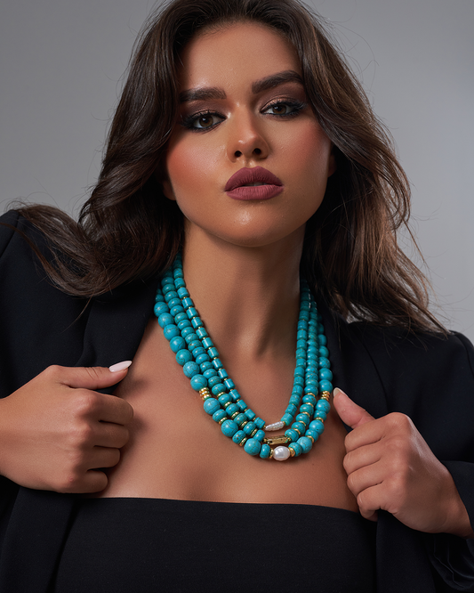 Triple layer fayrouz necklace