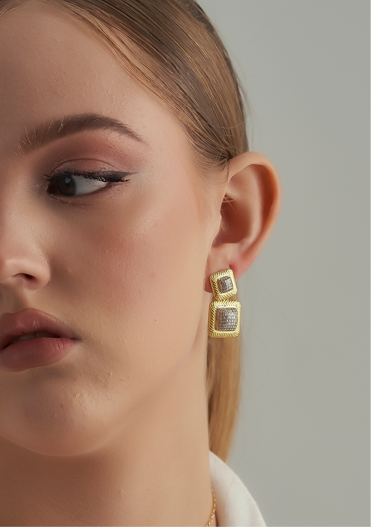 Double square earrings