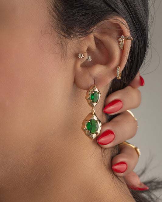 Green oval earrings