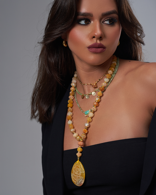 Mint green and yellow necklaces