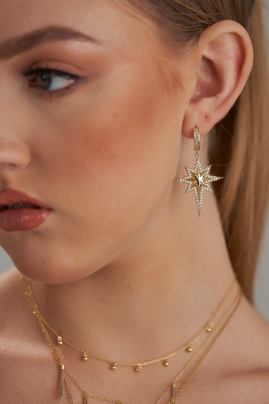 Gold shooting star earrings