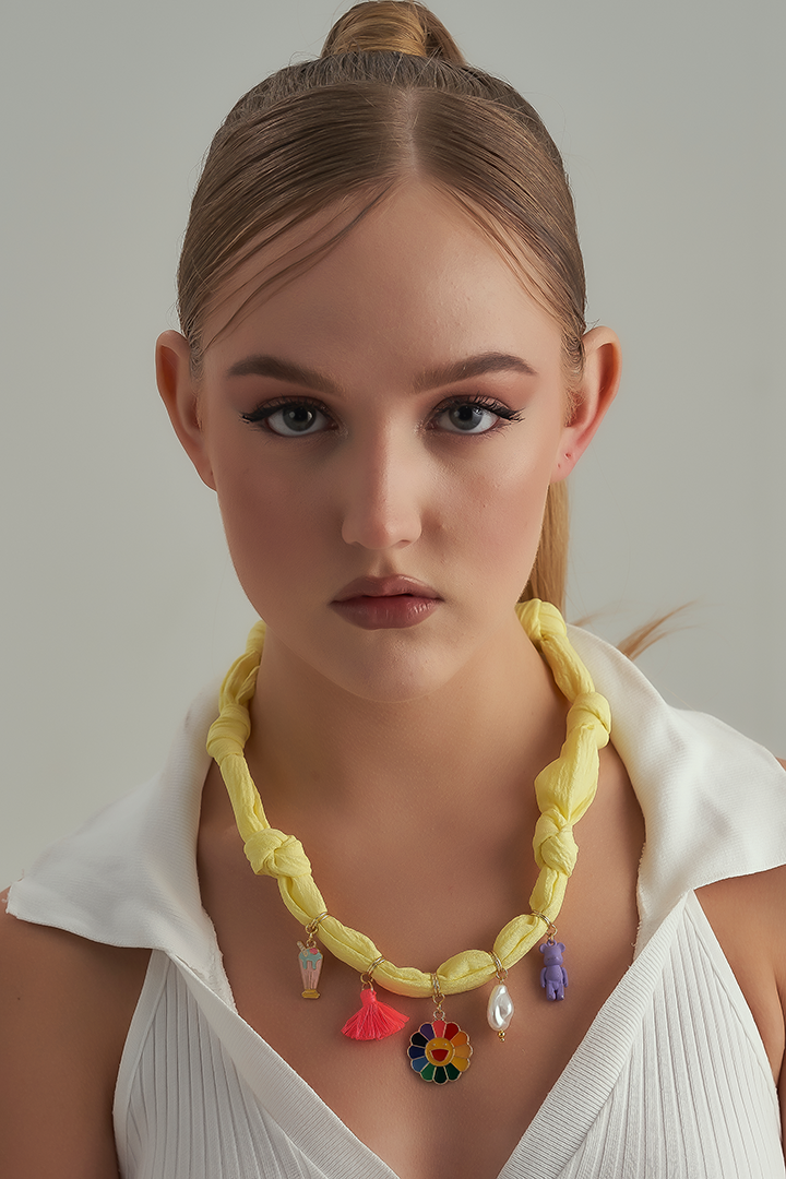 Yellow fabric Necklace