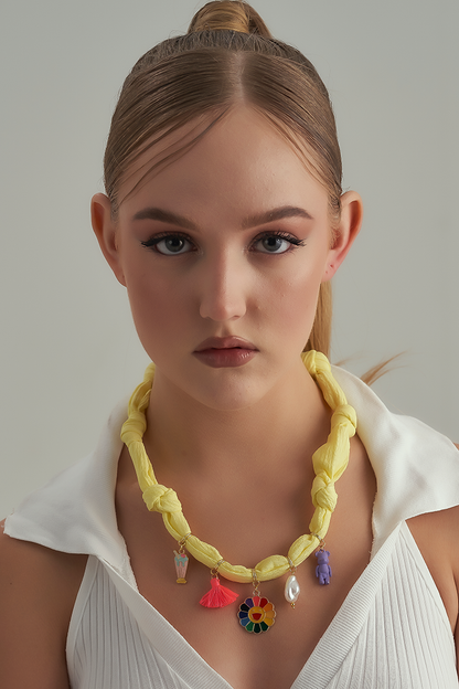 Yellow fabric Necklace
