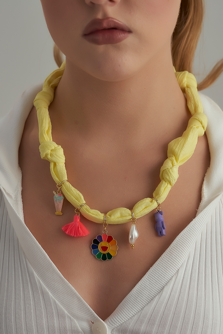 Yellow fabric Necklace