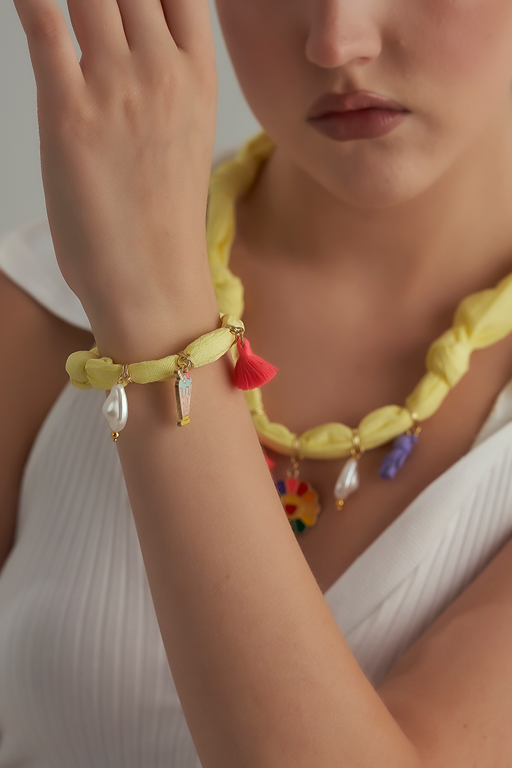 Yellow fabric Necklace